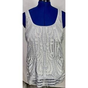 Express Silver Lace Tank Top | Gothic Glam Sleeveless Blouse | Women’s L Sparkle